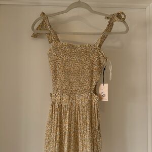 NWT Sincerely Jules Yellow Floral Maxi Dresss Size XS